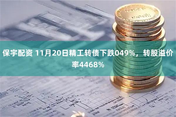 保宇配资 11月20日精工转债下跌049%，转股溢价率4468%